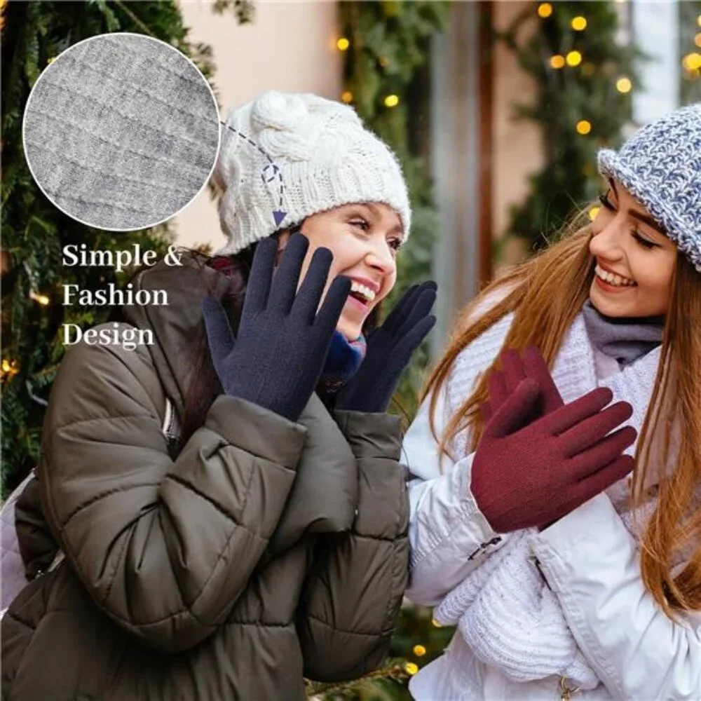 4 Pairs Winter Gloves Women Men Cold Weather Valentines